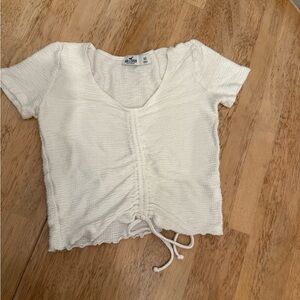 Hollister Women's Cream Ruched Crop Top